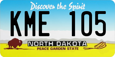 ND license plate KME105