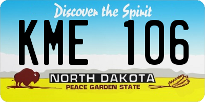 ND license plate KME106