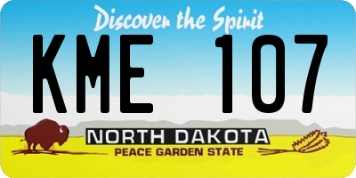 ND license plate KME107