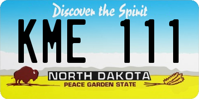 ND license plate KME111