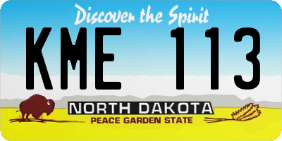 ND license plate KME113