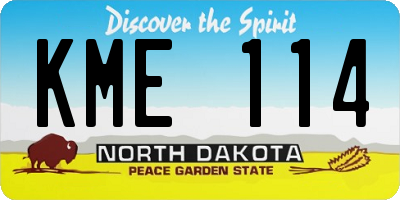 ND license plate KME114