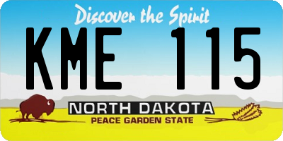 ND license plate KME115