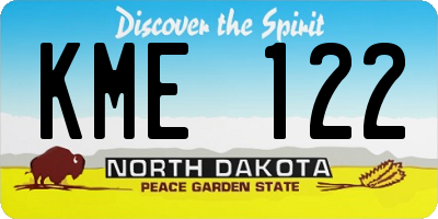 ND license plate KME122