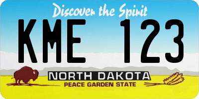 ND license plate KME123