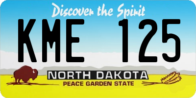 ND license plate KME125