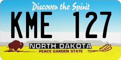 ND license plate KME127