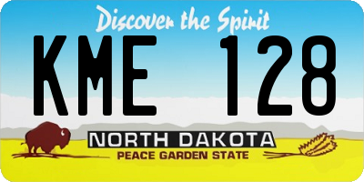 ND license plate KME128