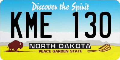 ND license plate KME130