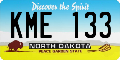 ND license plate KME133