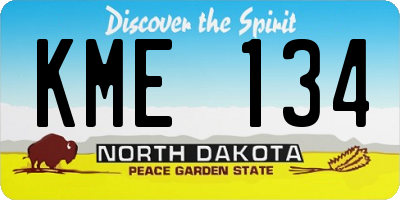 ND license plate KME134