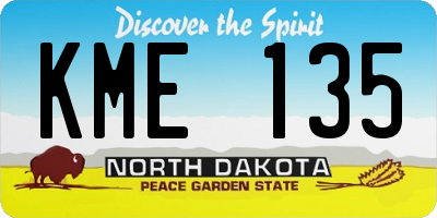 ND license plate KME135
