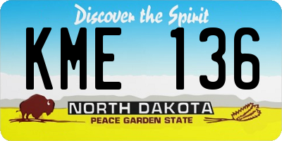 ND license plate KME136