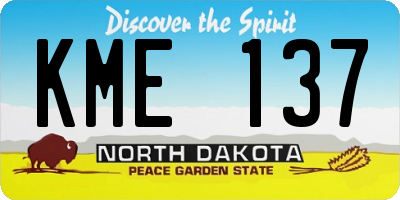 ND license plate KME137