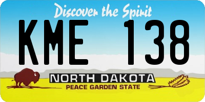 ND license plate KME138