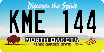ND license plate KME144