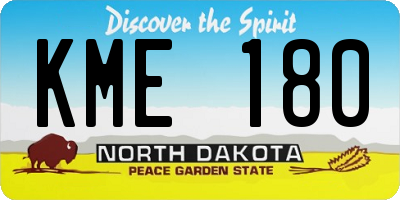 ND license plate KME180