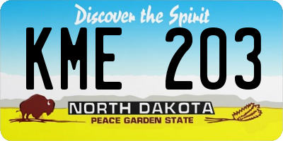 ND license plate KME203
