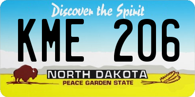 ND license plate KME206