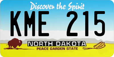 ND license plate KME215