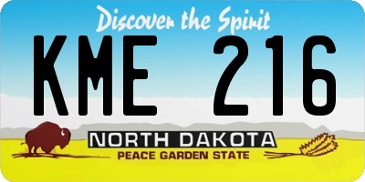 ND license plate KME216
