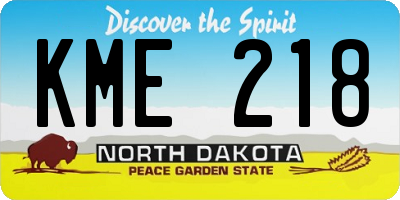 ND license plate KME218