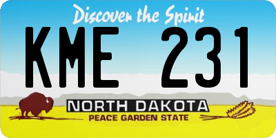 ND license plate KME231