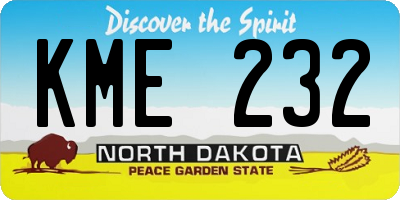 ND license plate KME232