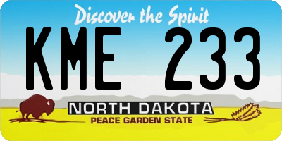 ND license plate KME233