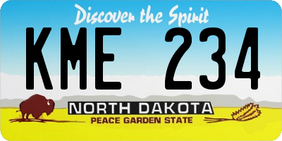 ND license plate KME234
