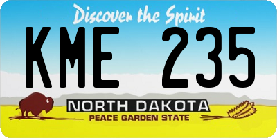 ND license plate KME235