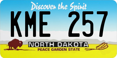 ND license plate KME257