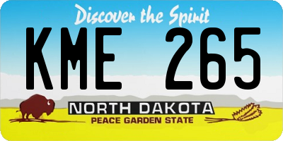 ND license plate KME265