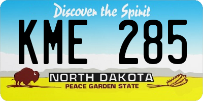 ND license plate KME285