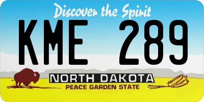 ND license plate KME289