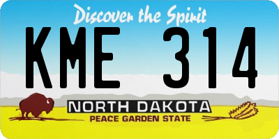 ND license plate KME314