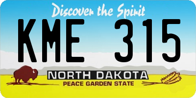 ND license plate KME315