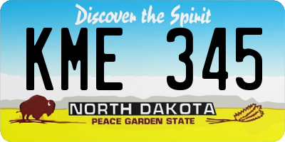 ND license plate KME345