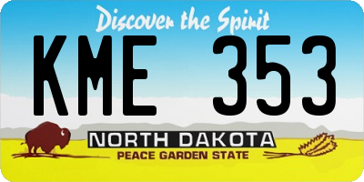ND license plate KME353