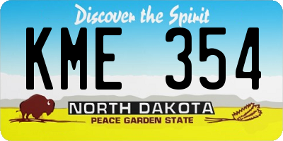 ND license plate KME354