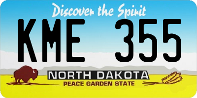ND license plate KME355