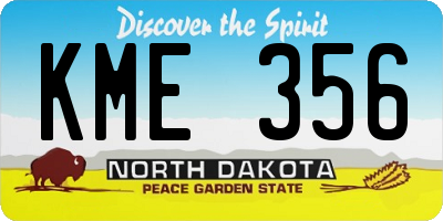 ND license plate KME356