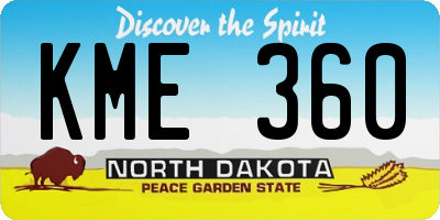 ND license plate KME360