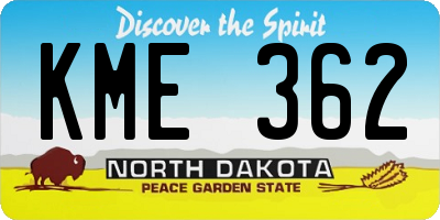 ND license plate KME362