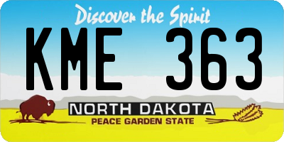 ND license plate KME363
