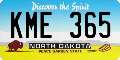 ND license plate KME365