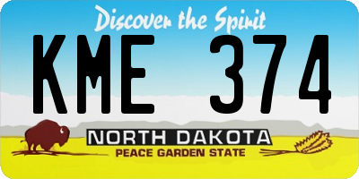 ND license plate KME374