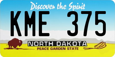 ND license plate KME375