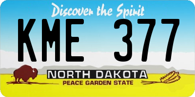 ND license plate KME377