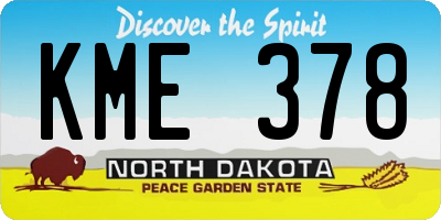 ND license plate KME378